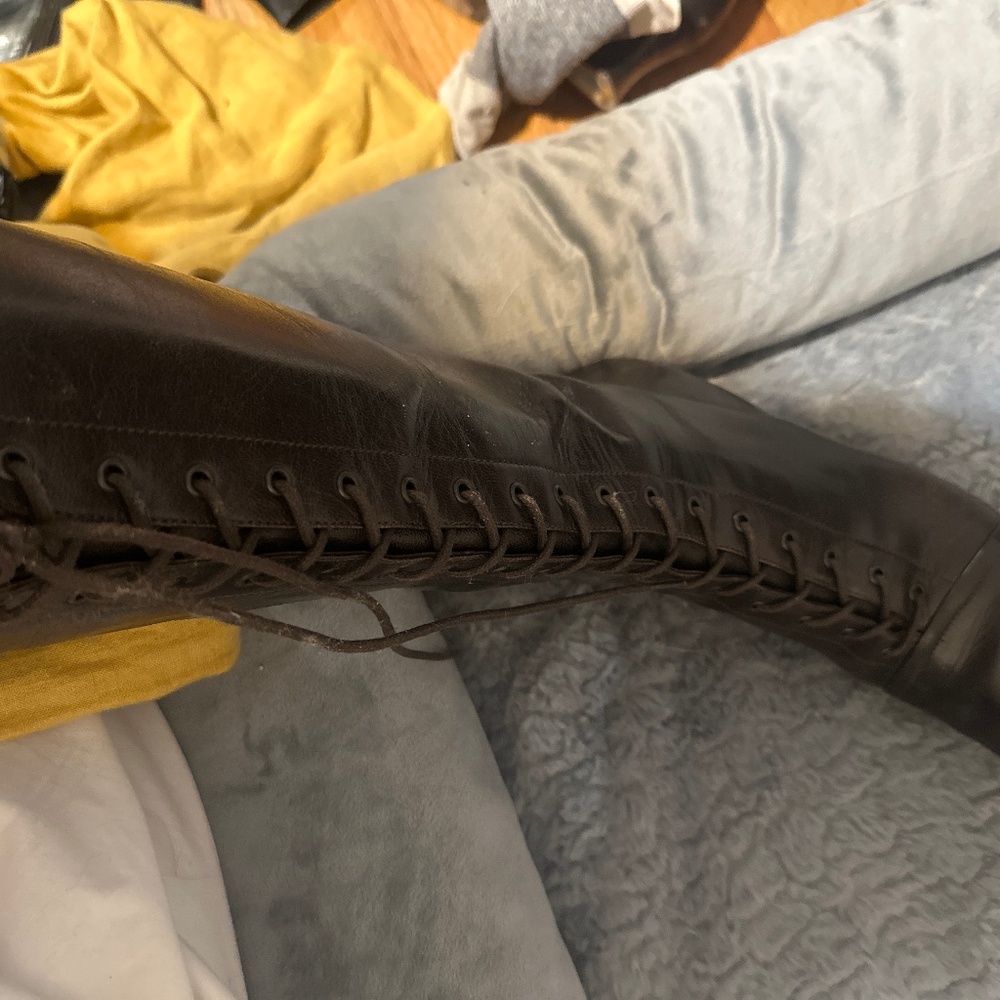 Prada Black/brwn  Heeled Leather Witch Boots